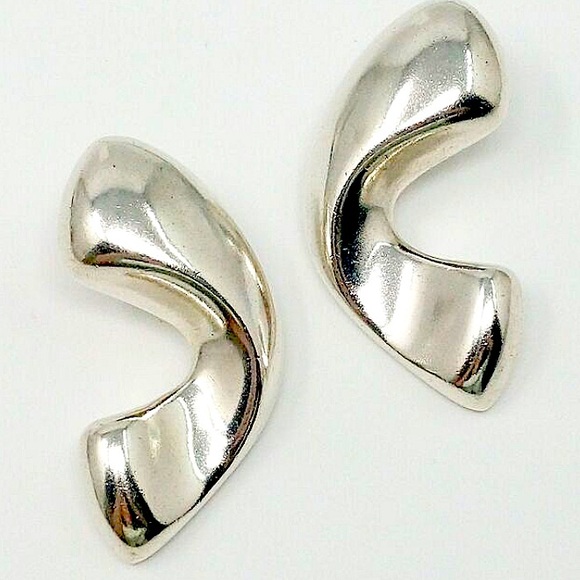 Vintage Modernist 925 Sterling silver post earrings